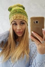 Čapica s fleece Klaudia K255 neónová zelená+žltá