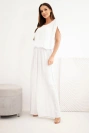 Women's viscose set with blouse and wide-leg trousers white