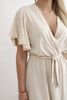 Dress with a plunging neckline beige