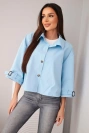 Women's spring cotton button-up jacket with a collar blue