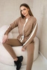 Women's cotton set with stripe and welts camel