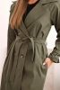Women's waist-tied coat with a collar khaki