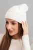 Women's winter wool hat with zirconia and pattern K455 mocha