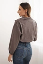 Suede zipper sweatshirt grey