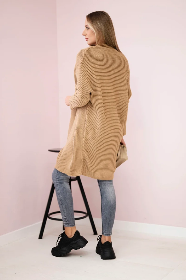Sweater with batwing sleeve camel