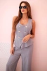 Women's sleeveless jumpsuit with wide leg and decorative buttons grey