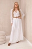 Viscose skirt with decorative belt white