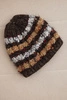 Women's winter hat with colorful yarn and elastic band K352 brown+white