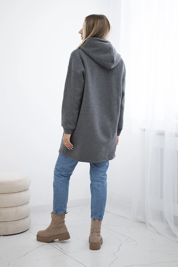 Padded sweatshirt with hood graphite