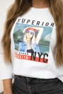 Superior bedruckte Bluse weiß