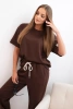 Women's viscose set with short sleeves and trousers brown