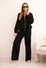 Women's cotton set with wide legs and zip-up hoodie black