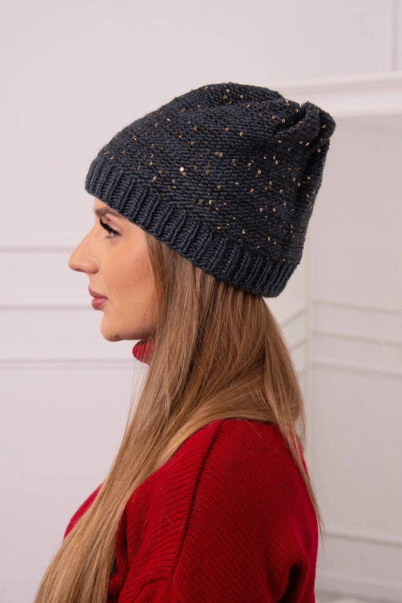 Damenmütze Amira K359 graphit+schwarz