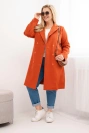 Dámský kabát Plus Size dvouřadový s límcem rudy