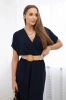 Long dress with a decorative belt navy