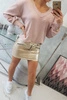 Skirt with decorative zippers beige