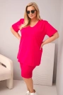 Women's Plus Size cotton set with blouse and shorts fuchsia