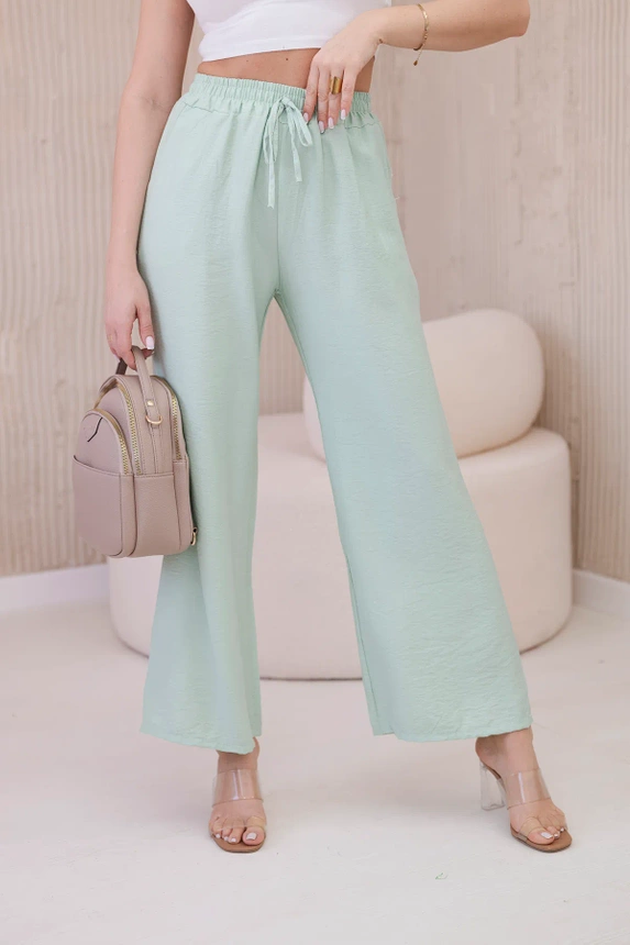 Viscose wide-leg trousers light mint