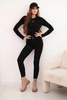 Damen-Baumwollset mit langen Ärmeln und Leggings schwarz