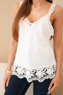 Women's cotton blouse with lace trim white