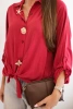 Women's shirt with viscose, featuring decorative buttons and collar, light burgundy