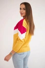 Geometrisch gemusterter Pullover fuchsia+mustard