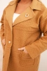 Damenmantel Plus Size Lammfell mit Wolle und Taschen camelowy