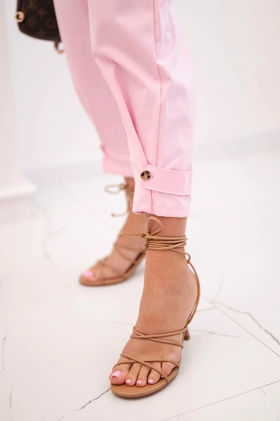 Summer Punto trousers with leg closure candy pink