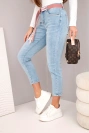 Damenjeans mit hohem Bund und Gürtel jeansowy