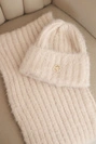 Women's set hat and long scarf made of soft yarn light powder pink