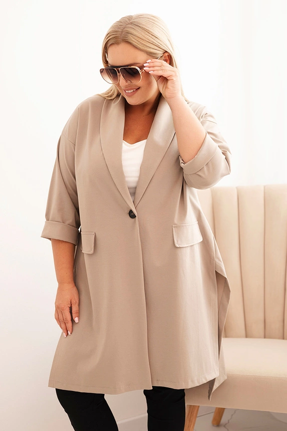 Dámská plus size narzutka Punto z bavlnou zapínaná na knoflík fango