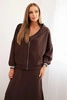 Women's set with viscose featuring a zip-up blouse and a long dress brown