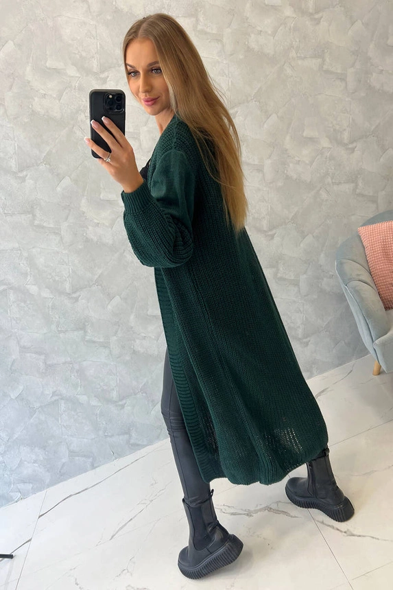 Sweater long cardigan dark green