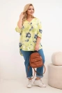 Women's plus-size cotton blouse with floral pattern light green