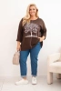 Women's Plus Size cotton blouse with tree print brown