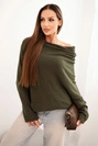 Damenpullover asymmetrisch aus Viskose Batwing khaki