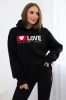 Insulated cotton sweatshirt with a hood Love black