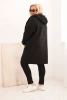 Plus Size women's coat made of faux sheepskin with a hood and pockets black