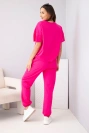 Damen-Set aus Baumwolle mit Kurzarmbluse und Jogginghose fuchsia