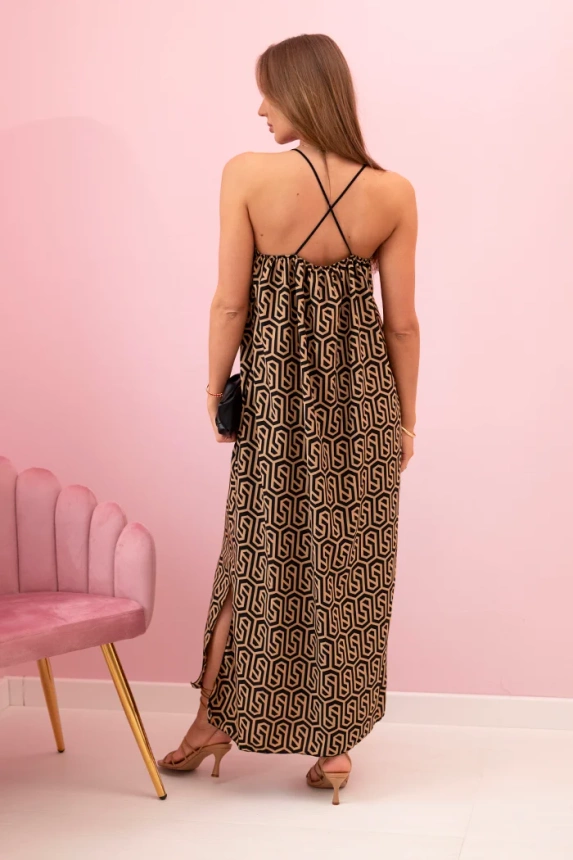 Damenkleid mit Trägern mit sechseckigem Muster kupranugaris