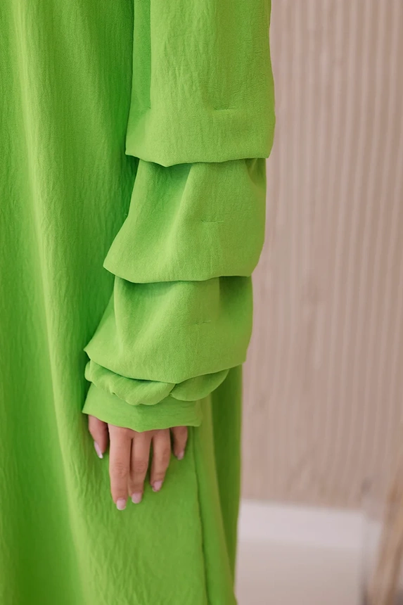 Spanish dress with decorative sleeves bright green