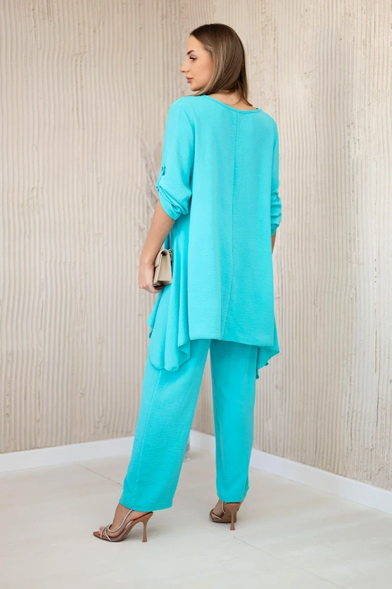 Set Bluse + Hose mit Anhänger Minze