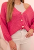 Women's sweater with a V-neck and buttons dark pink