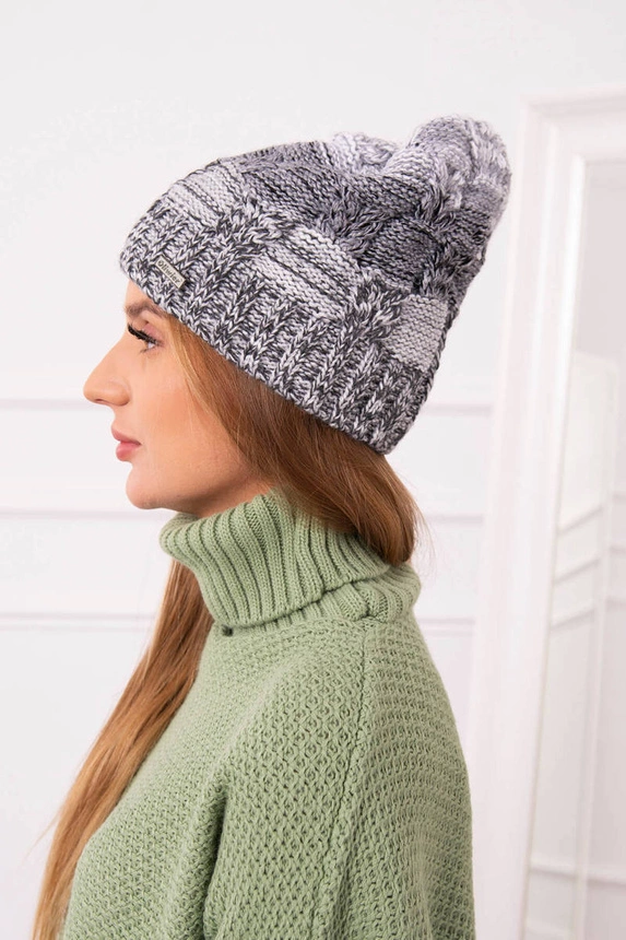 Čapica s fleece Dolores K303 svetlošedá+tmavošedá+biela