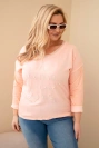 Dámská blůza Plus Size s potiskem a perlami meruňková