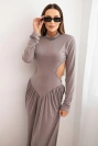 Women's long dress with viscose, turtleneck and open back fango