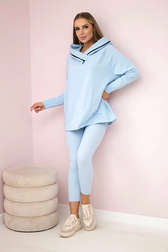 Baumwoll-Set hoodie + leggings blau
