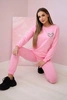 Women's cotton set with a decorative heart candy pink