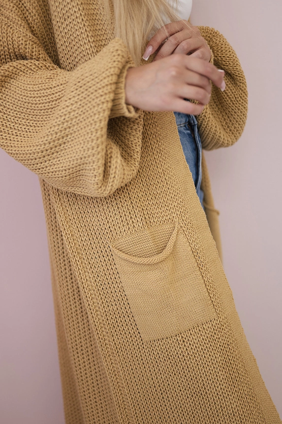 Sweater long cardigan camel