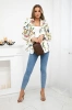 Printed cotton jacket with a button ecru